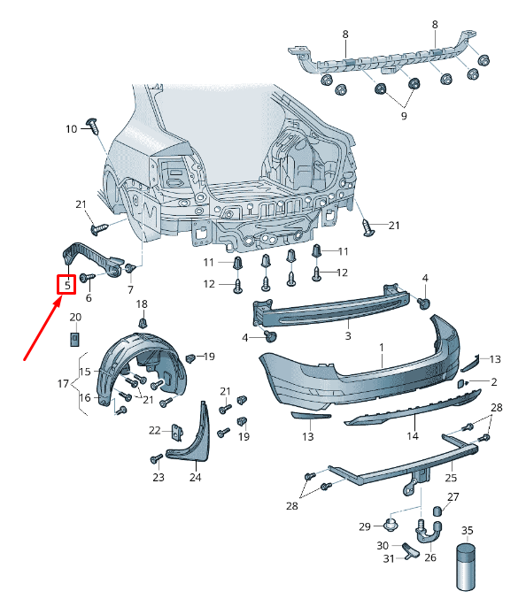new skoda octavia 5e mk3 rear right bumper guide profile 5e5807394 original