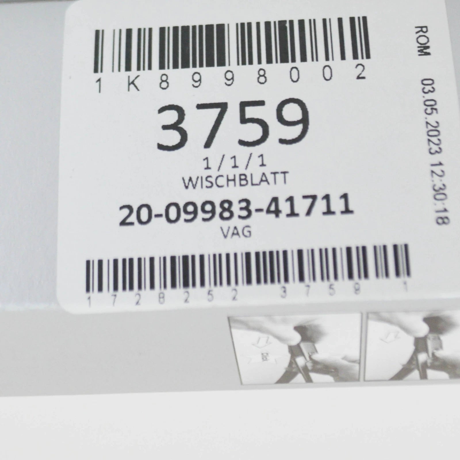 NEW VW SCIROCCO MK3 FRONT WINDSCREEN WIPER BLADES SET LHD 1K8998002 ORIGINAL