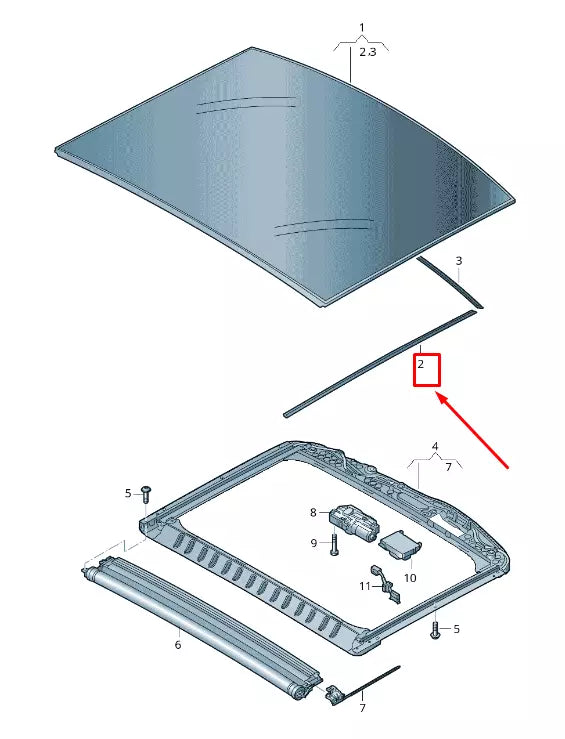 NEW AUDI A6 C8 LEFT SUNROOF GLASS COVER SEAL 4K9877467A