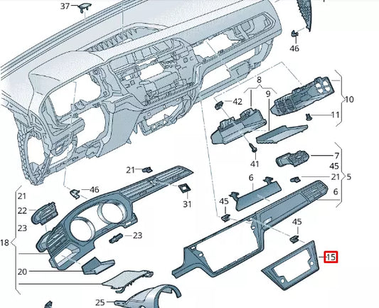 NEW VW TOURAN 5T FRONT DASH MUSIC PLAYER CENTER TRIM LHD 5TC858071FYI2