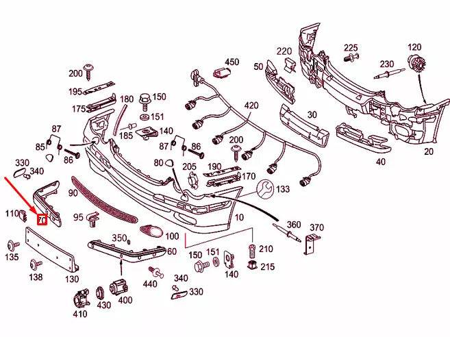 NEW MRCEDES-BENZ C W203 FRONT BUMPER RIGHT RAIL A20388522219999 ORIGINAL