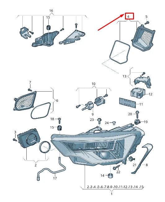 NEW AUDI A6 4A C8 FRONT RIGHT HEADLIGHT COVER CAP 4K0941158C