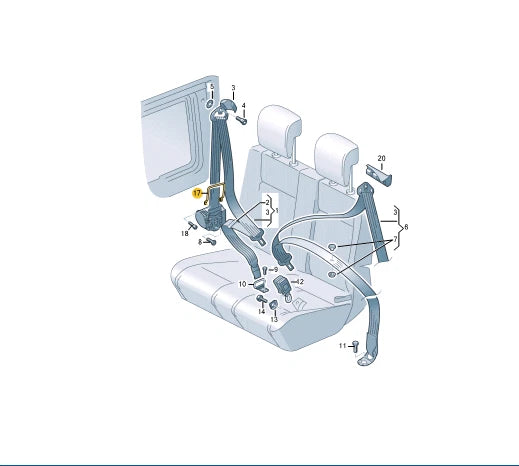 NEW VOLKSWAGEN CADDY 2K LEFT SEAT BELT GUIDE 2K0858814 ORIGINAL