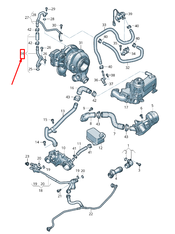 new audi a4 b9 engine coolant water tube 059121070s original