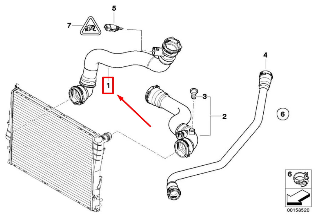 NEW BMW Z4 ROADSTER E85 LOWER COOLANT RADIATOR HOSE 7535591 17127535591 ORIGINAL
