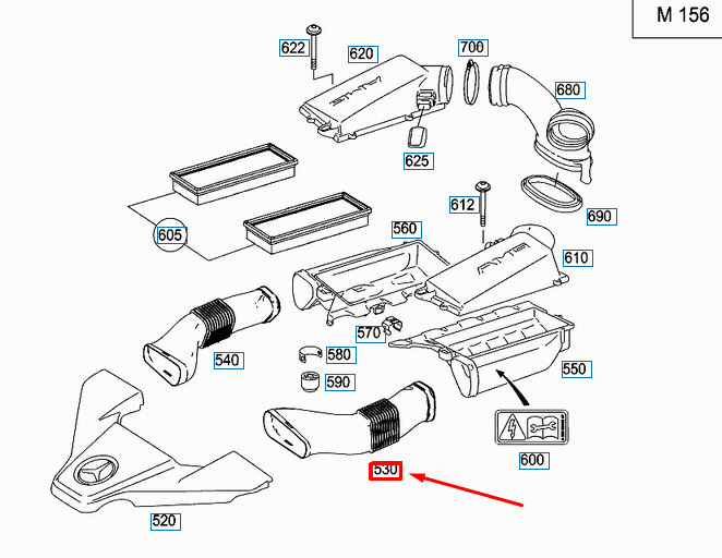 NEW MERCEDES-BENZ S W221 AMG LEFT AIR INTAKE LINE PIPE A1560941782 ORIGINAL