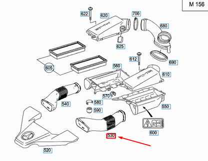 NEW MERCEDES-BENZ S W221 AMG LEFT AIR INTAKE LINE PIPE A1560941782 ORIGINAL