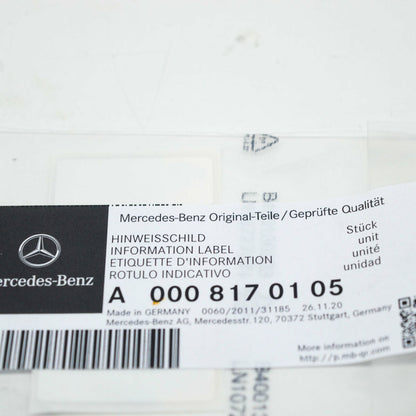NEW MERCEDES-BENZ S W222 INFORMATION LABEL A0008170105 ORIGINAL
