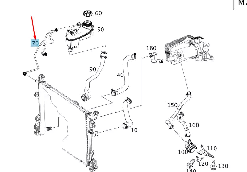 NEW MB A W176 COOLER TO COMPENSATING TANK BLEED LINE A2465010025