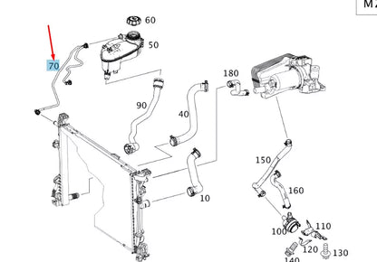 NEW MB A W176 COOLER TO COMPENSATING TANK BLEED LINE A2465010025