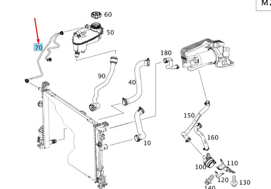 NEW MB A W176 COOLER TO COMPENSATING TANK BLEED LINE A2465010025
