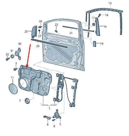 new volkswagen caddy 2k front left door window regulator rhd 2k2837729m original