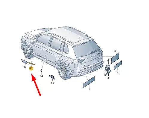 NEW VW TIGUAN AD MK2 FRONT RIGHT SIDE BADGE "R-LINE' 5NA853688D2ZZ ORIGINAL