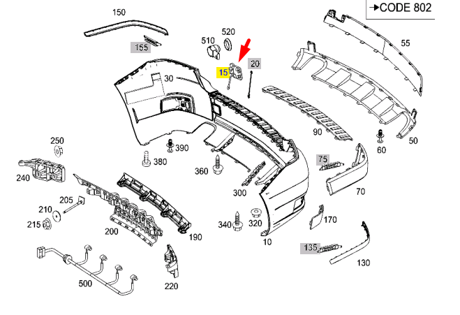 NEW MERCEDES-BENZ GLK-CLASS X204 REAR BUMPER TOW EYE COVER A20488512249999