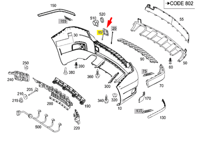 NEW MERCEDES-BENZ GLK-CLASS X204 REAR BUMPER TOW EYE COVER A20488512249999
