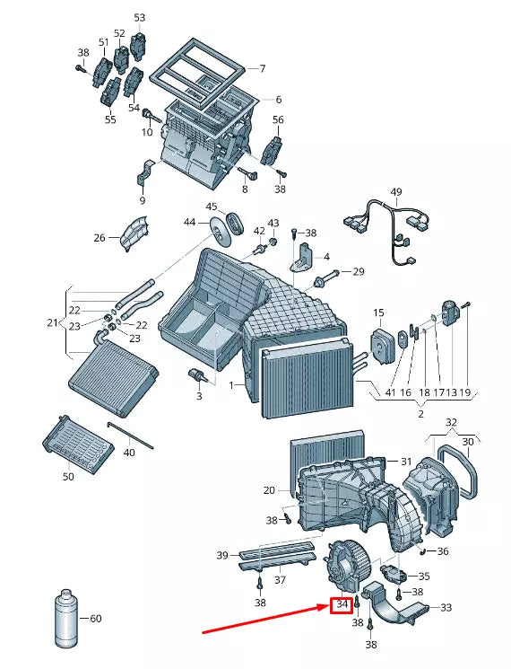 NEW VW TOUAREG 7P HEATER BLOWER FAN RHD 7P0820021G ORIGINAL