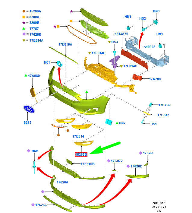 new ford focus c346 mk3 front bumper left fog light grille 1883659 original