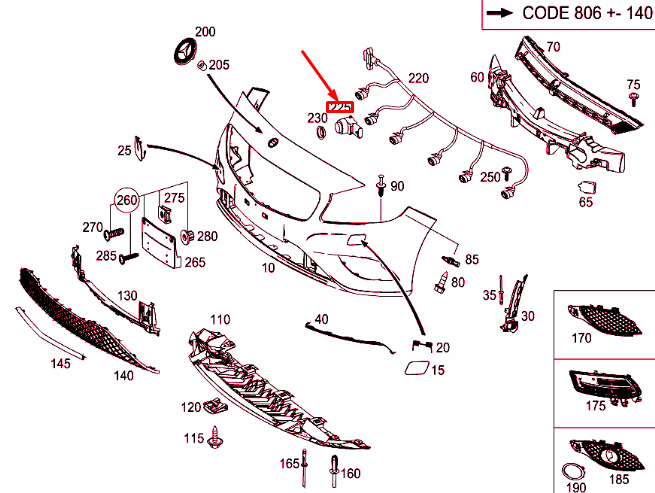 NEW MERCEDES-BENZ A W176 FRONT BUMPER DISTANCE SENSOR A0009050242 ORIGINAL