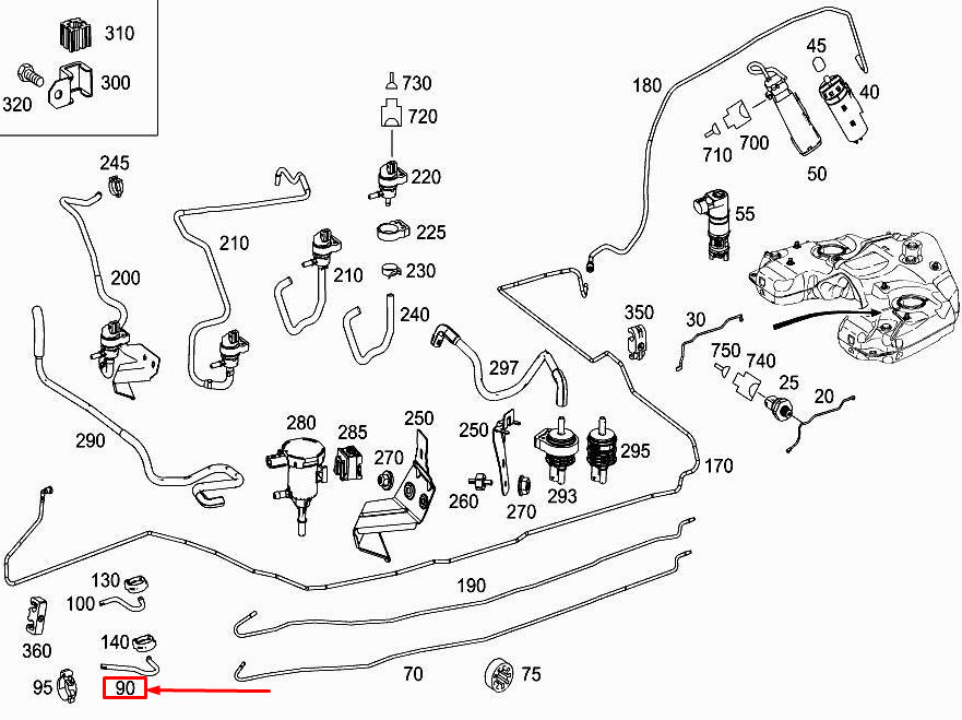 NEW MERCEDES-BENZ R W251 FUEL FEED HOSE A2514700175 ORIGINAL