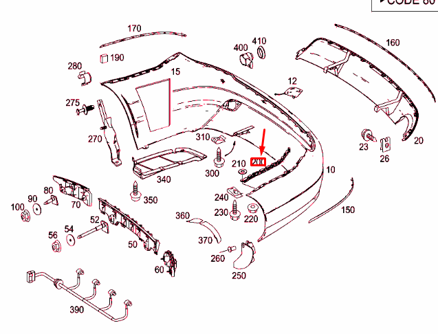 NEW MERCEDES-BENZ C W204 REAR BUMPER RIGHT GUIDE A2048800430 ORIGINAL
