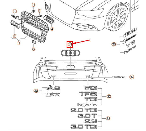 NEW AUDI A6 C7 REAR EMBLEM BADGE 4G58537422ZZ