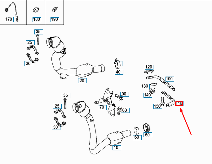 NEW MB AMG GT C190 EXHAUST SYSTEM BOTTOM LEFT BRACKET A1904920146 ORIGINAL