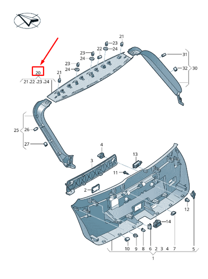 new audi e-tron ge upper centre rear lid trim 4ke867606a4pk original