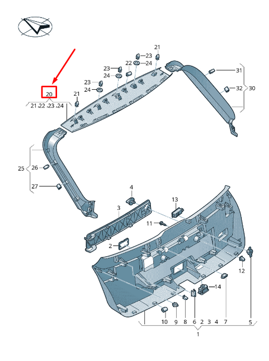 new audi e-tron ge upper centre rear lid trim 4ke867606a4pk original