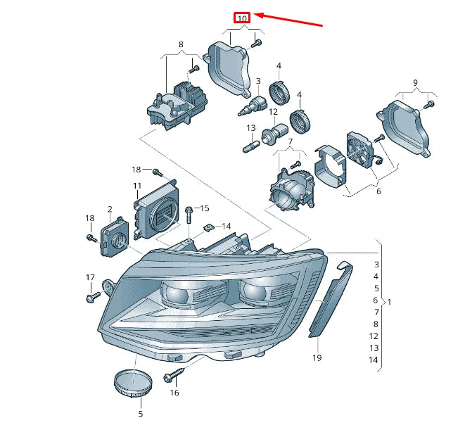 NEW VW TRANSPORTER VI T6 FRONT HIGH BEAM LEFT COVER CAP 7E0998607A
