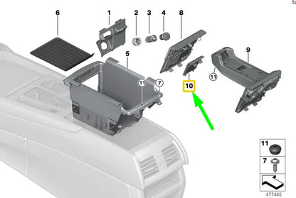 NEW BMW X5 F15 CENTER CONSOLE PHONE CRADLE TRIM COVER 51169278450 ORIGINAL