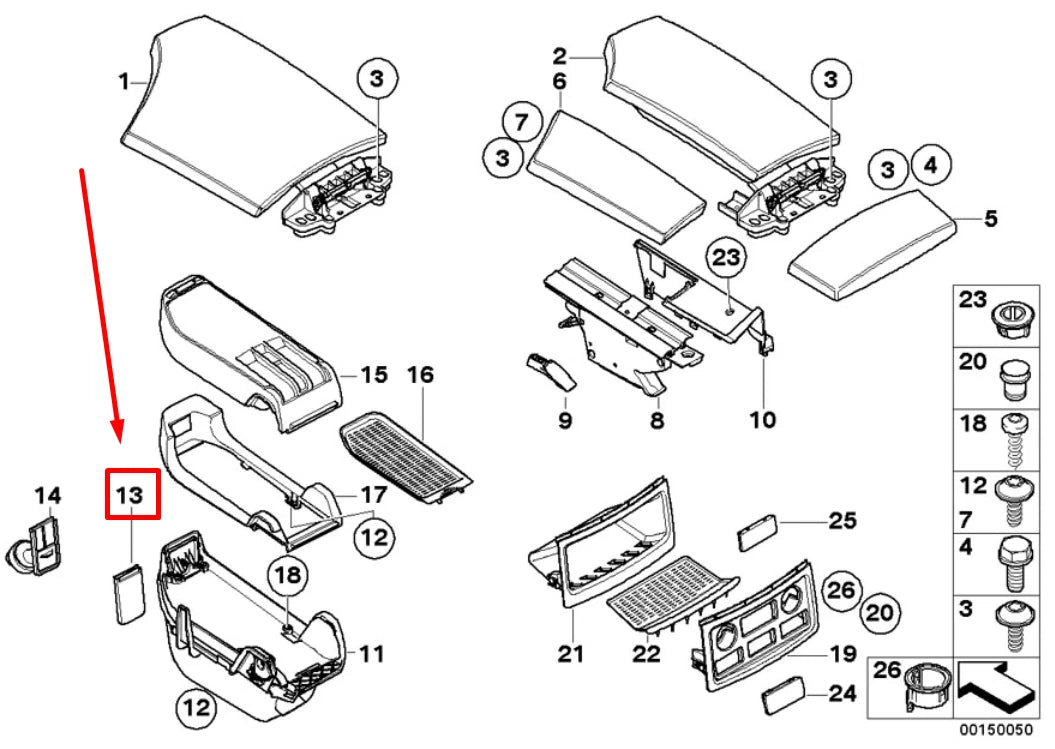 NEW BMW 5 E60 CENTER ARMREST USB SOCKET MOUNT 51169166233 9166233 ORIGINAL
