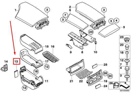 NEW BMW 5 E60 CENTER ARMREST USB SOCKET MOUNT 51169166233 9166233 ORIGINAL