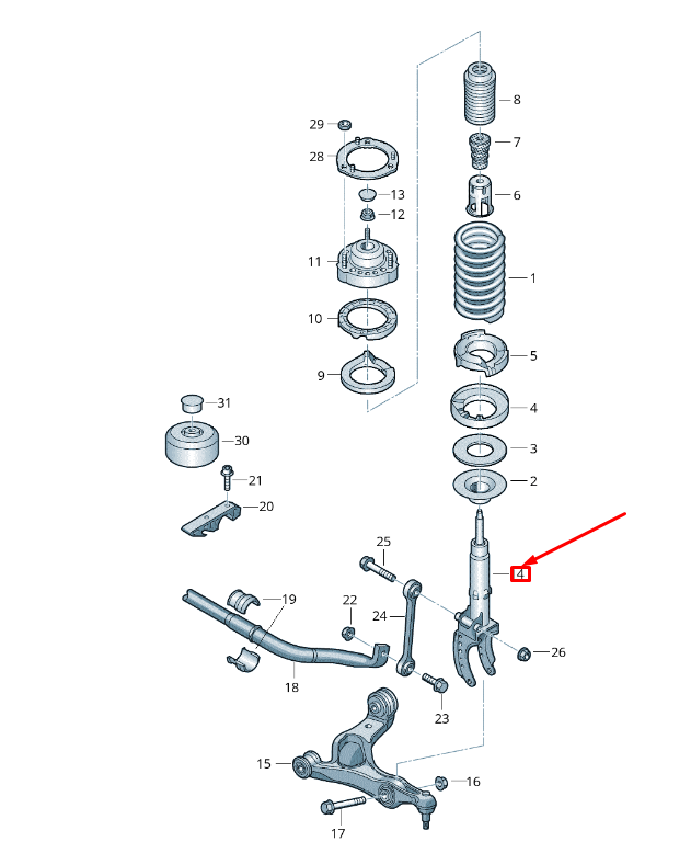 new vw touareg 7p mk2 front left gas shock absorber 7p6413031ar original