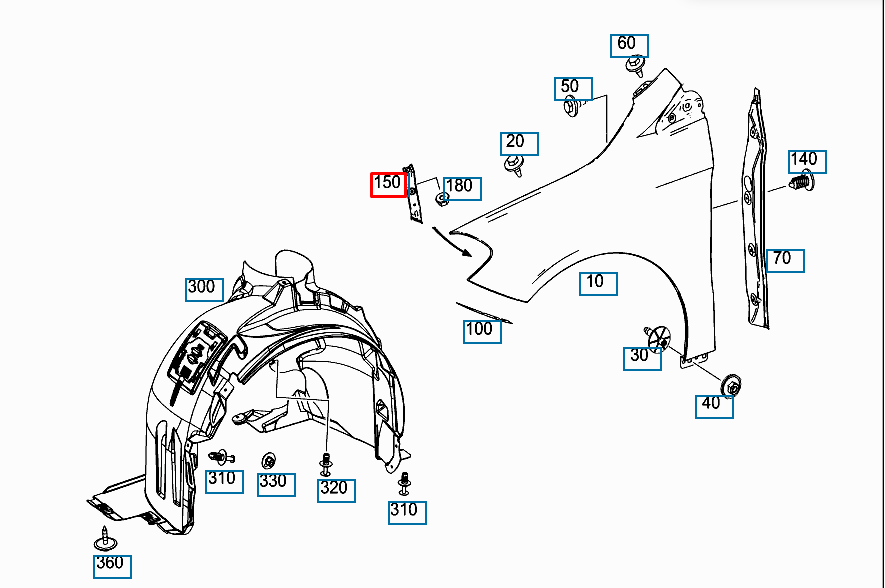 NEW MERCEDES-BENZ B W246 FRONT LEFT FENDER WING HOLDER A2466280114 NEE ORIGINAL