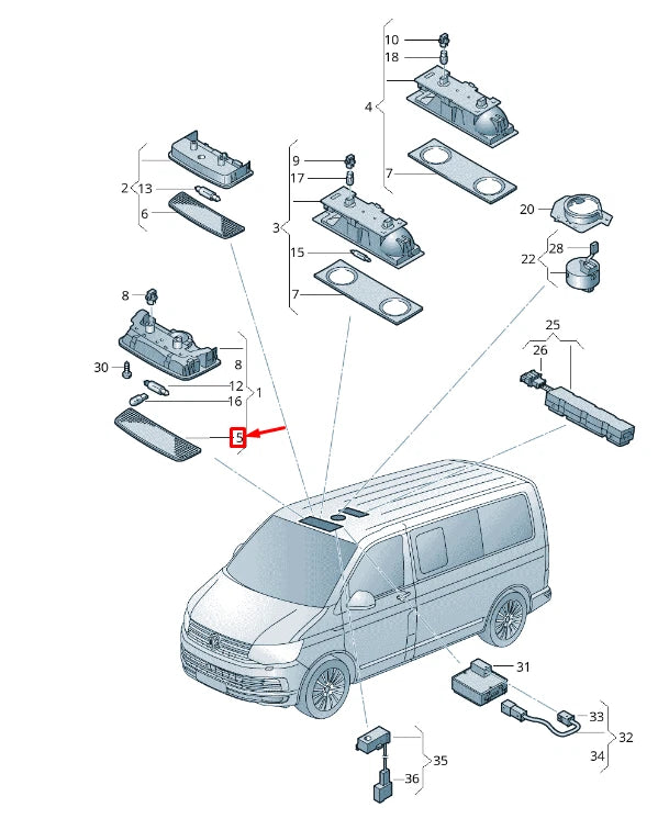 NEW VW TRANSPORTER VI T6 INTERIOR LIGHT DIFFUSOR LENS 3B0947125 ORIGINAL
