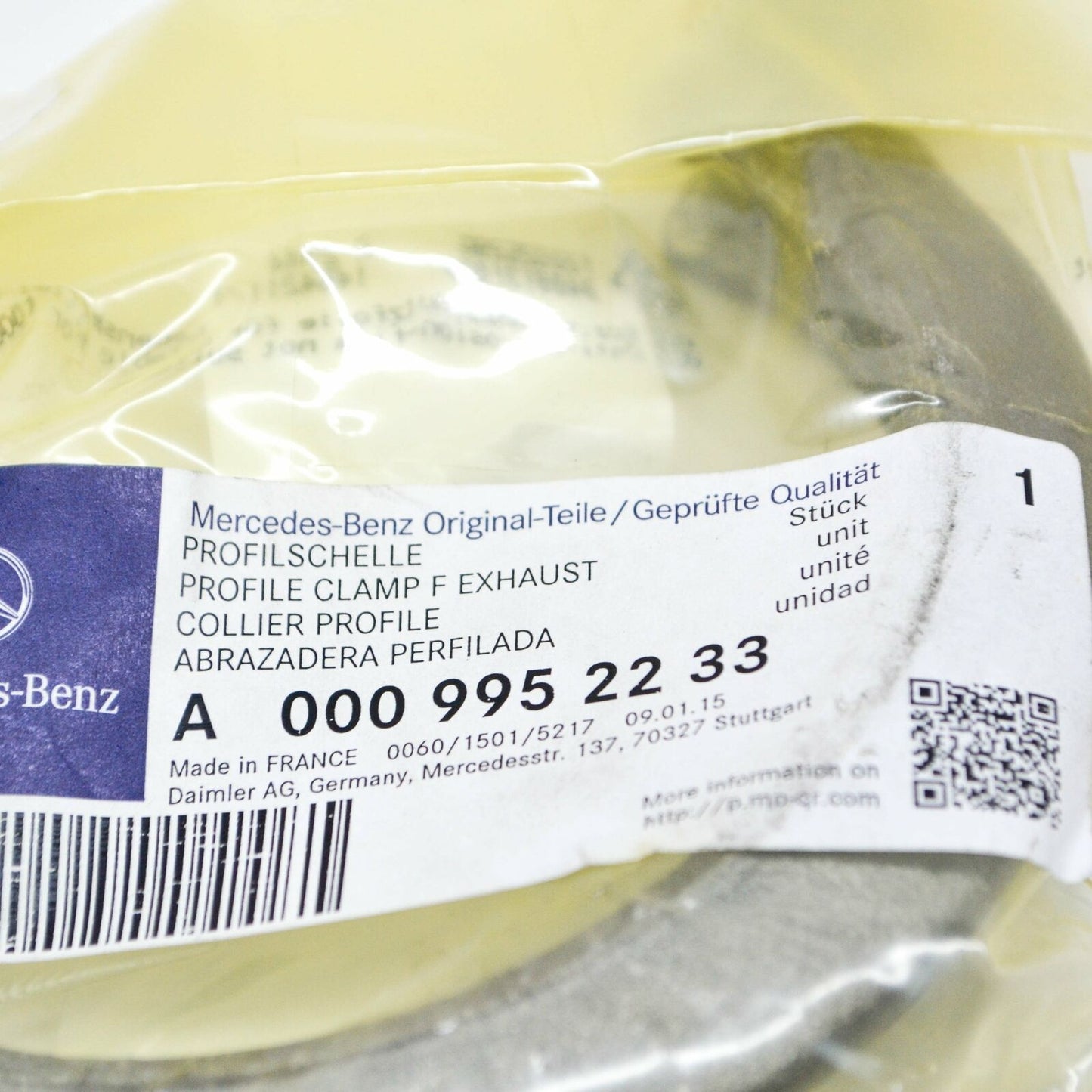 NEW MERCEDES-BENZ A W176 EXHAUST TOP PROFILE CLAMP A0009952233 ORIGINAL