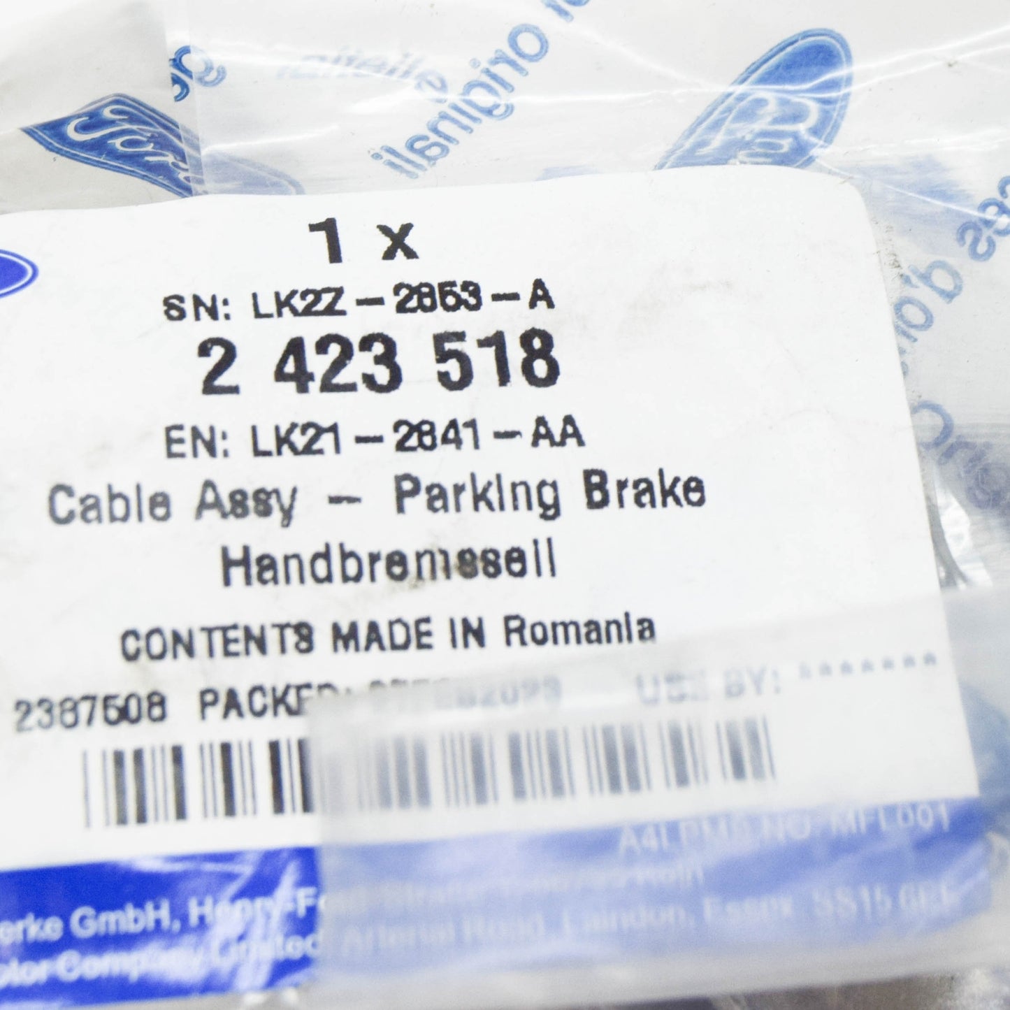 new ford transit custom mk1 parking brake cable 2423518 original