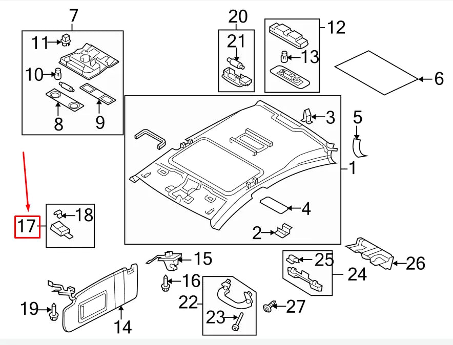NEW VW TIGUAN 5N RIGHT SUN VISOR BRACKET 1K0858774F ORIGINAL