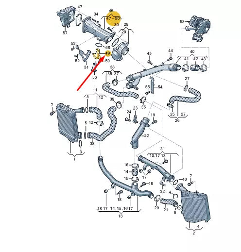 NEW VW TOUAREG 7P MK2 CHARGE AIR COOLER CONNECTING PIPE 059131534C