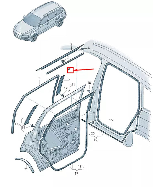 NEW AUDI Q7 4L REAR LEFT INNER DOOR WINDOW APERTURE SEAL 4L0839479