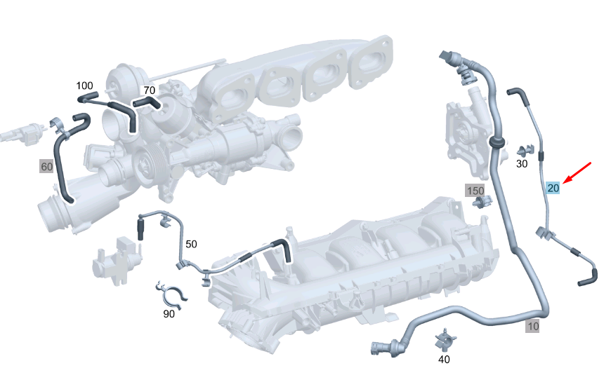 NEW MERCEDES-BENZ C W204 VACUUM PUMP LINE A2740705432 ORIGINAL