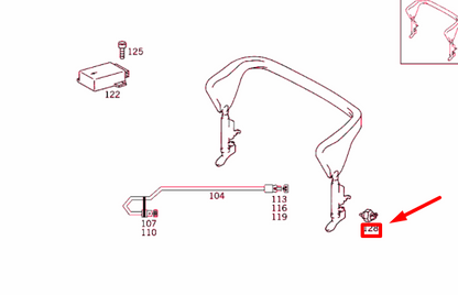 NEW MB SL R129 ROLL-OVER BAR BRACING ELEMENT LEFT SWITCH A1298207910 ORIGINAL