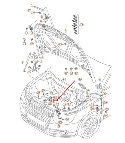NEW AUDI A1 8X ENGINE HOOD CENTER BOWDEN CABLE 8X0823531 ORIGINAL