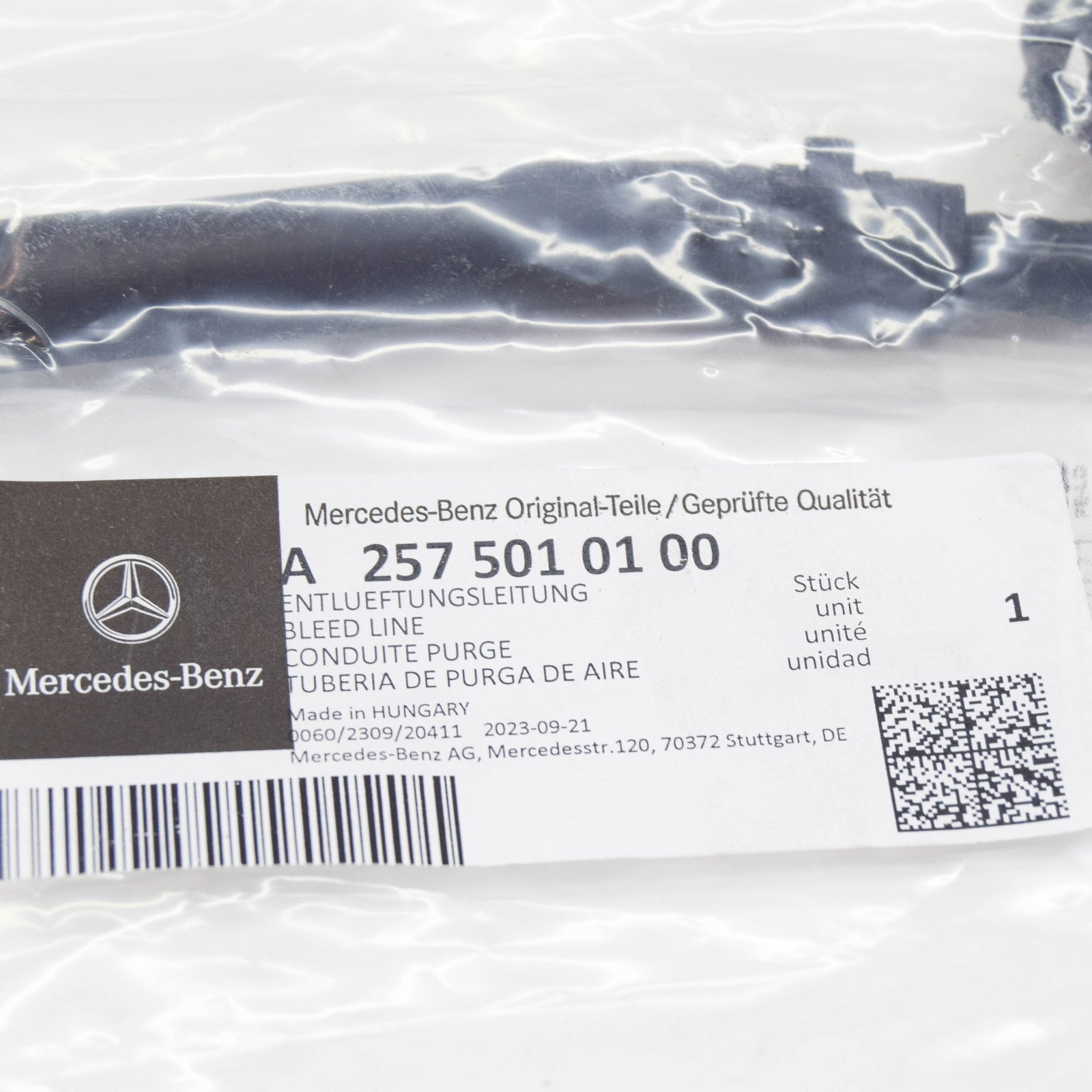NEW MERCEDES-BENZ CLS C257 EXPANSION RESERVOIR VENT LINE A2575010100 ORIGINAL