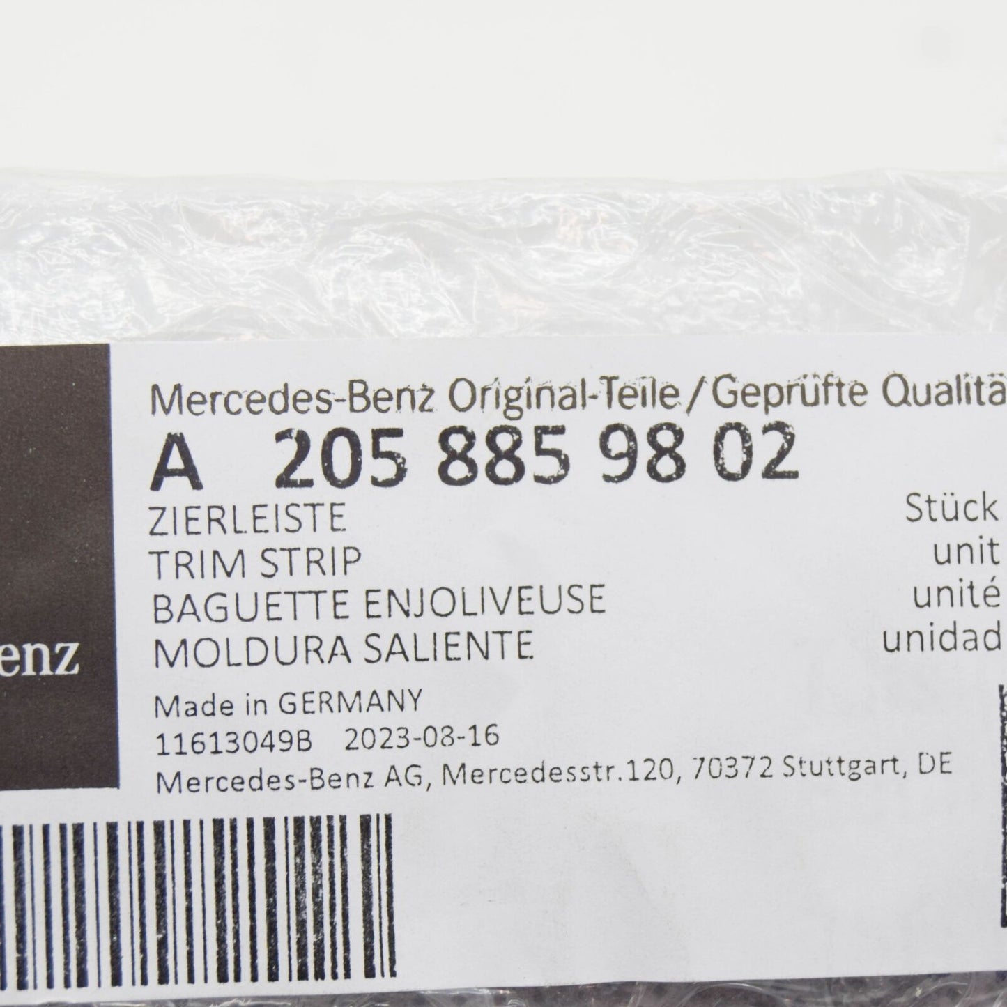 NEW MERCEDES-BENZ C W205 REAR LEFT BUMPER STRIP A2058859802 ORIGINAL