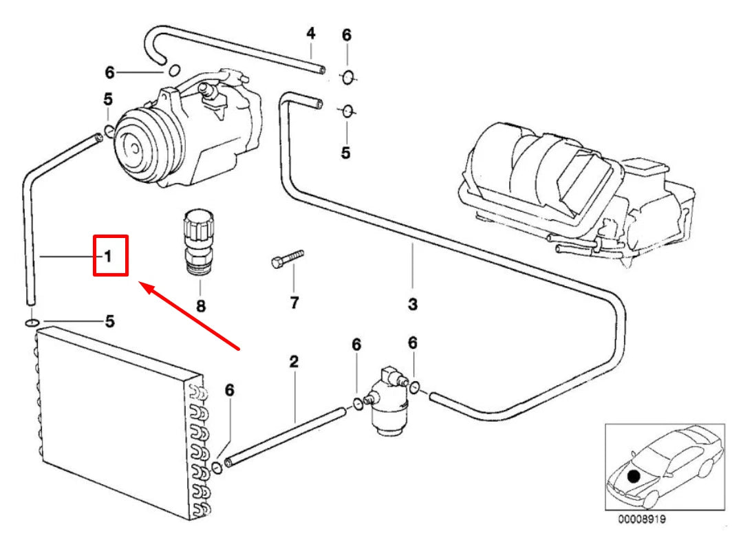 NEW BMW 5 E39 AIR CONDITIONING HOSE 64538378142 8378142 ORIGINAL