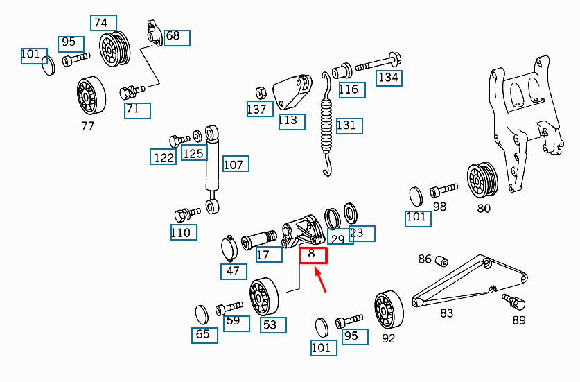 NEW MERCEDES-BENZ SPRINTER 903 TIGHTENER PULLEY LEVER A6062000173 ORIGINAL