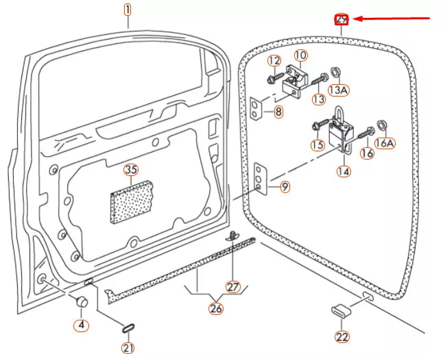 NEW VOLKSWAGEN GOLF 5K MK6 FRONT DOOR INNER RUBBER SEAL 5K4867911C9B9 ORIGINAL