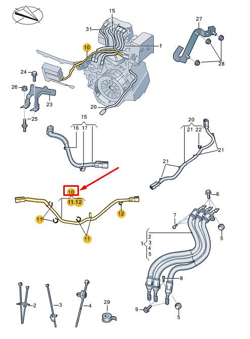 new vw tiguan ad high-voltage heating cable 5qj971475 original