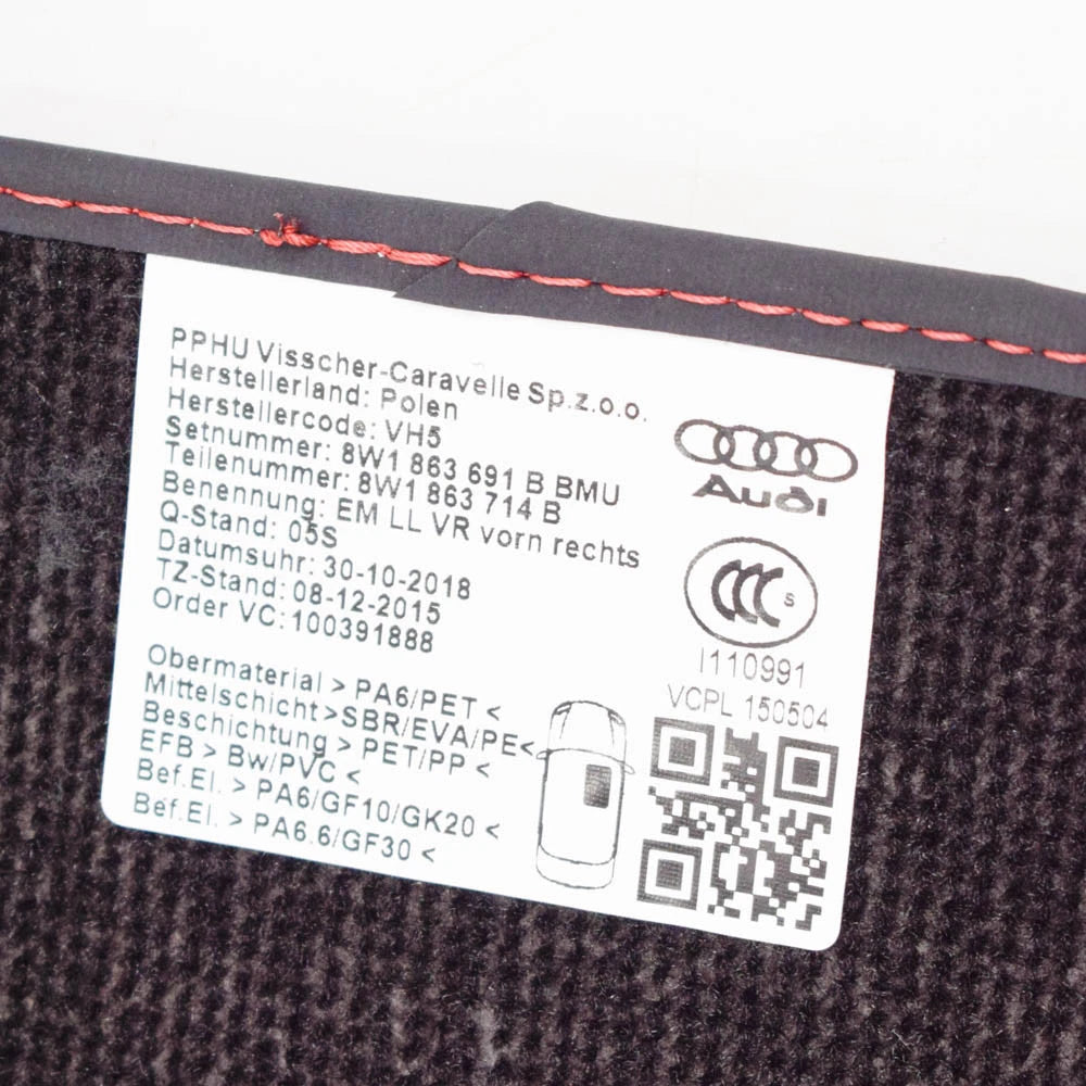 NEW AUDI A4 AVANT B9 VELOUR BLACK FRONT FLOOR MAT SET 8W1863691BBMU LHD